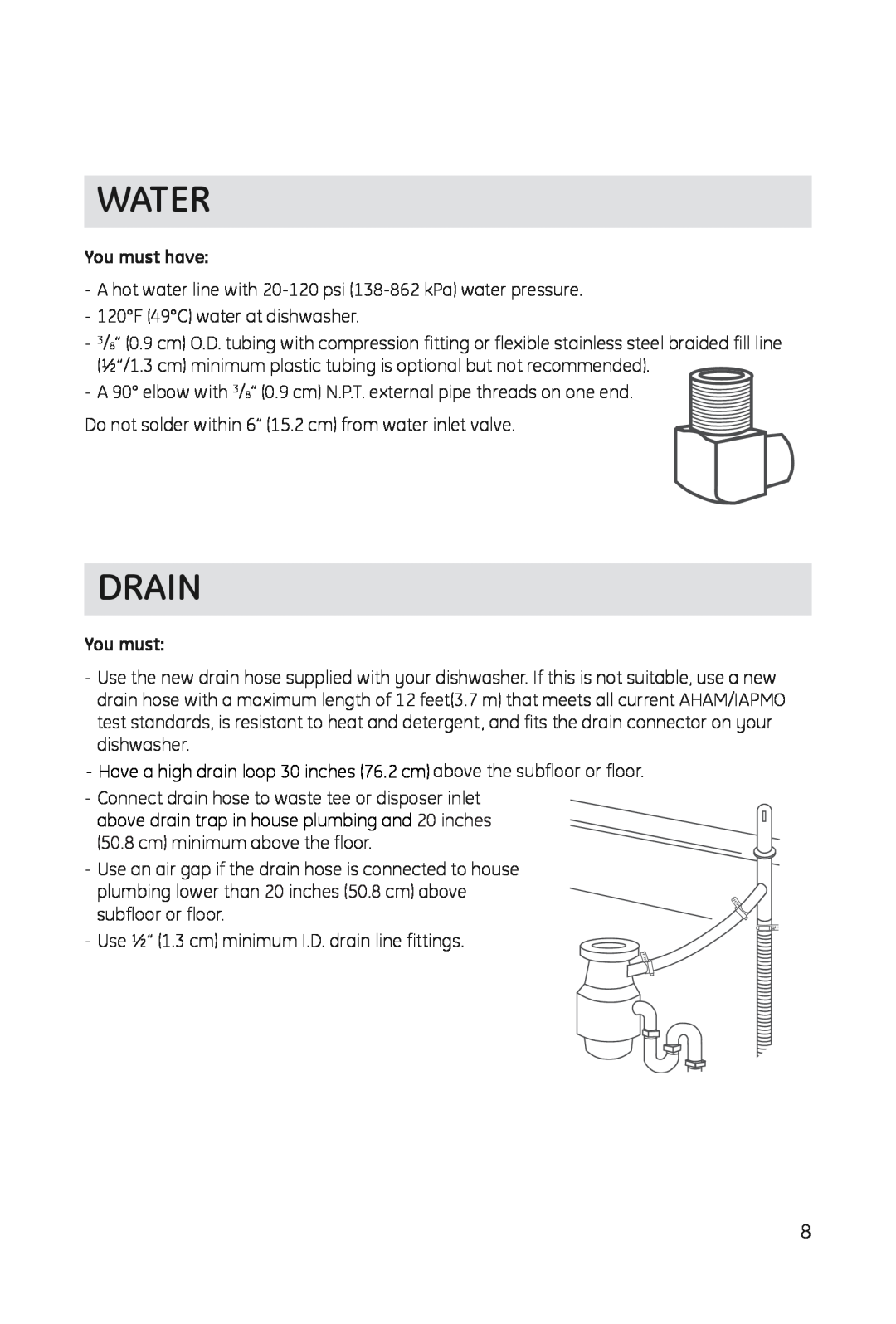Haier DWL3025 installation manual Water, Drain, You must have 