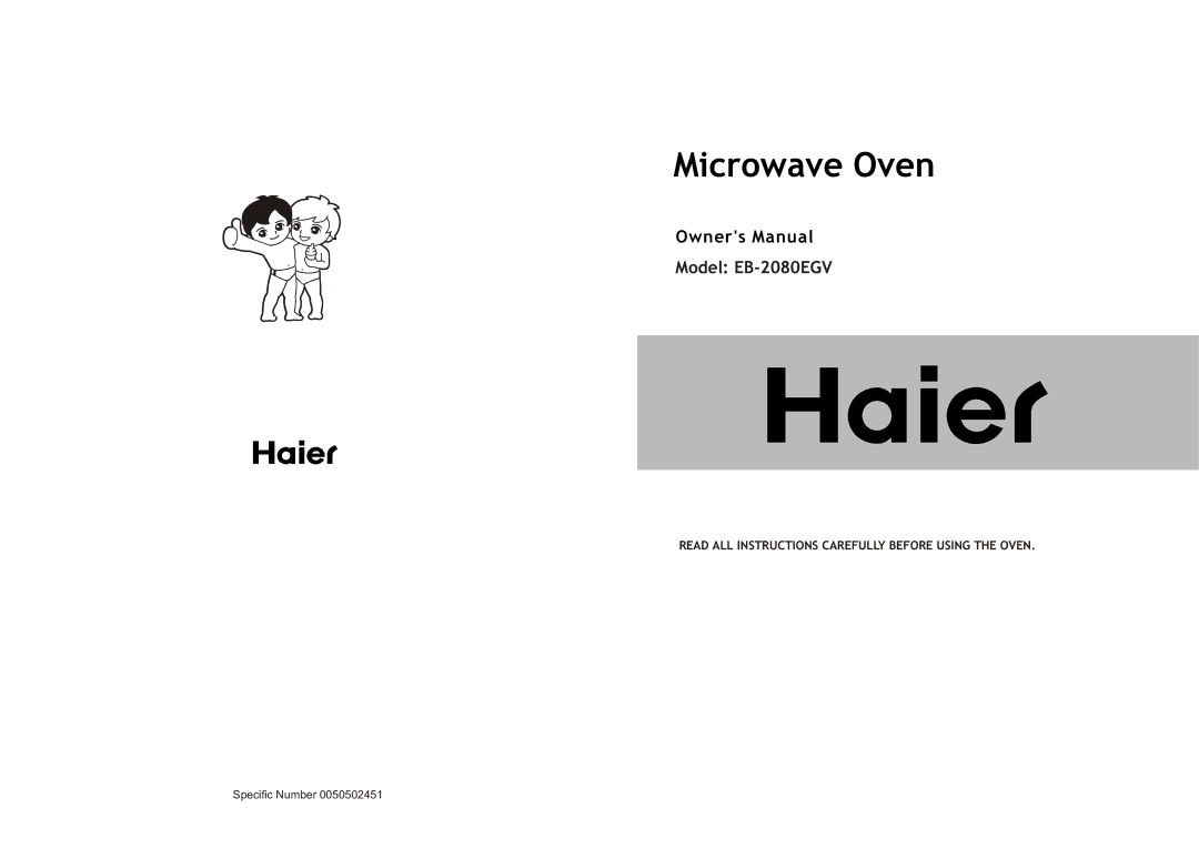 Haier EB-2080EGV owner manual Microwave Oven 