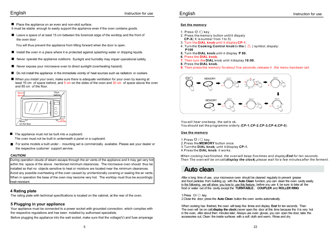 Haier EB-3190EC manual Auto clean, Rating plate, Plugging in your appliance 