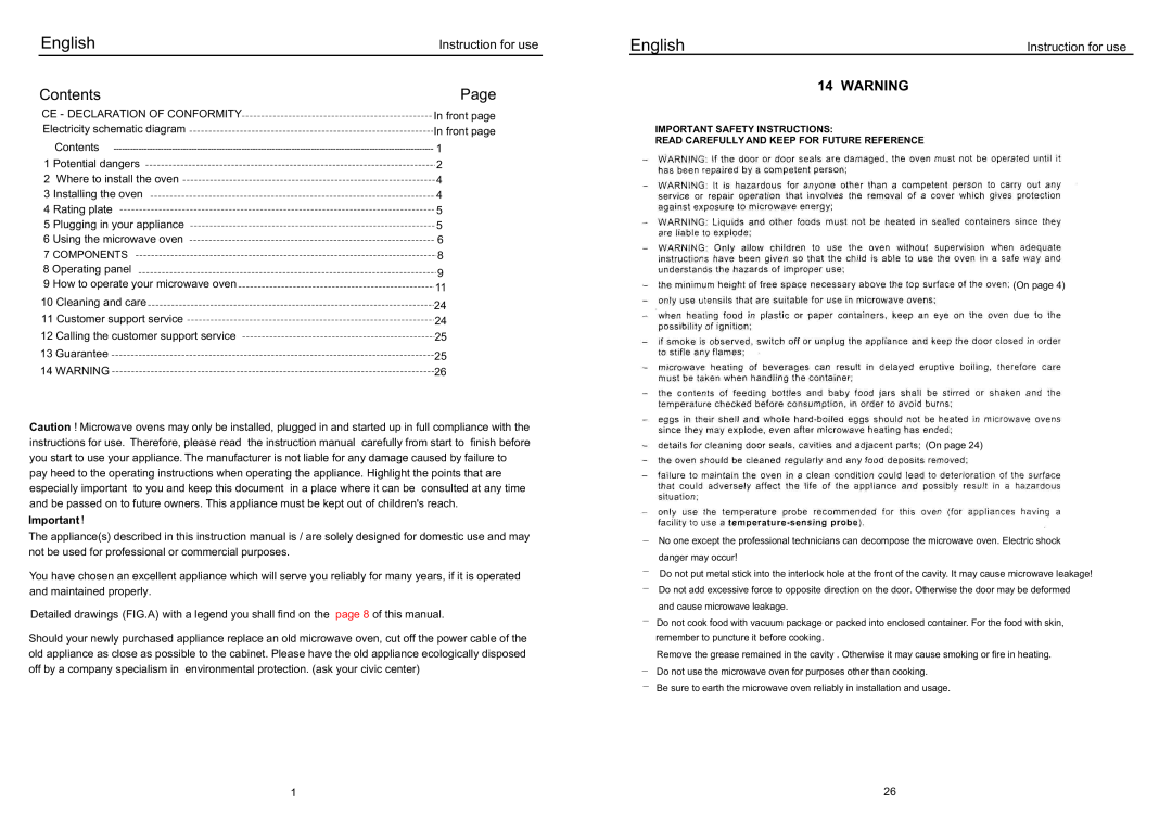 Haier EB-3190EC manual Warning, English, Contents, Page 