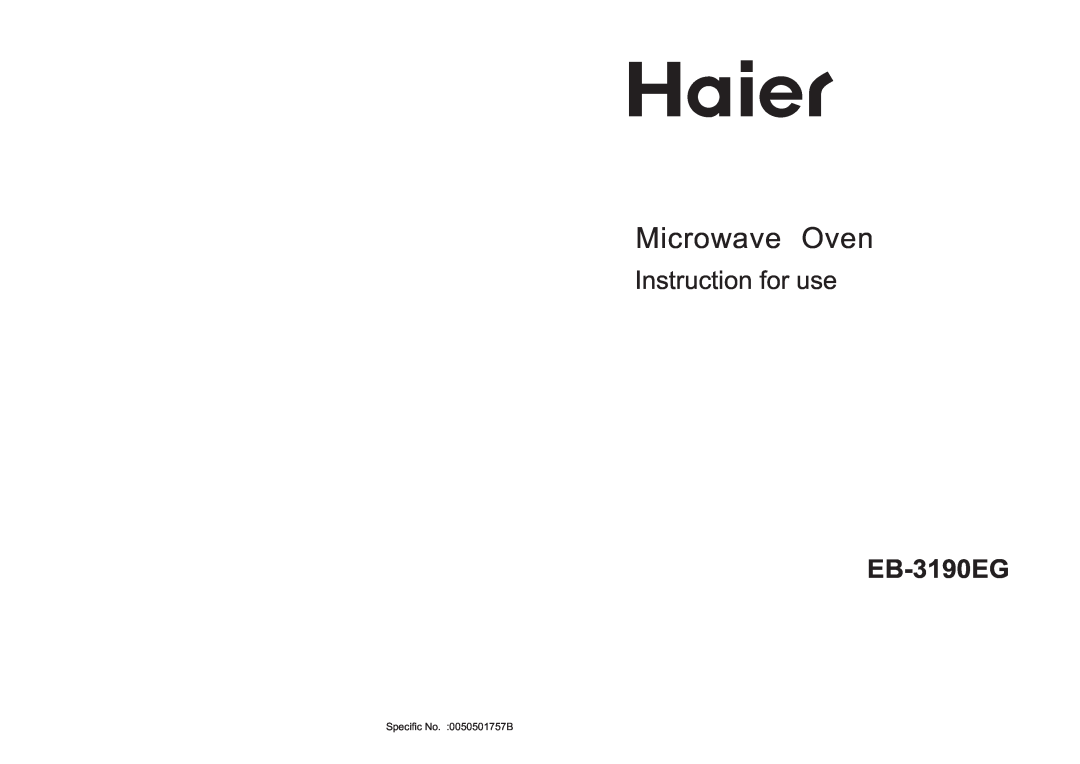 Haier EB-3190EG manual Microwave Oven, Instruction for use 