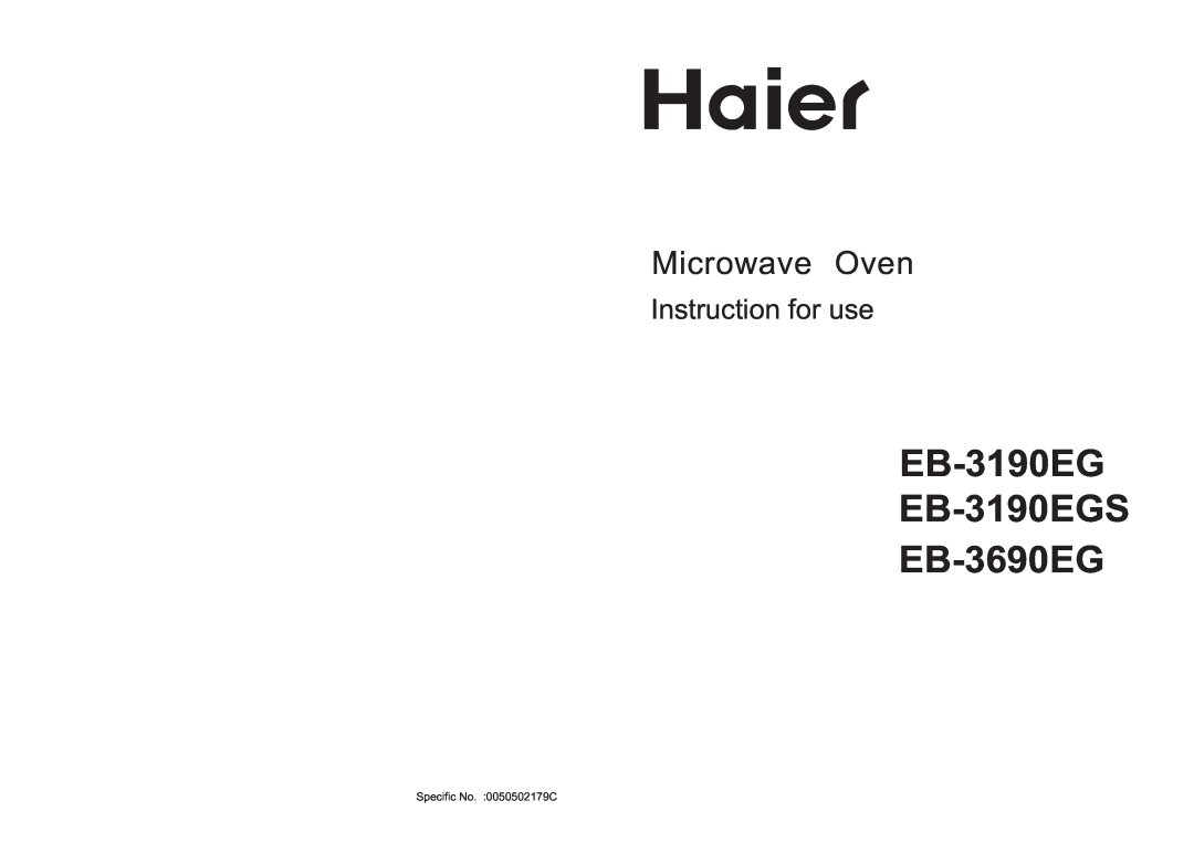 Haier manual EB-3190EG EB-3190EGS EB-3690EG, Microwave Oven, Instruction for use 