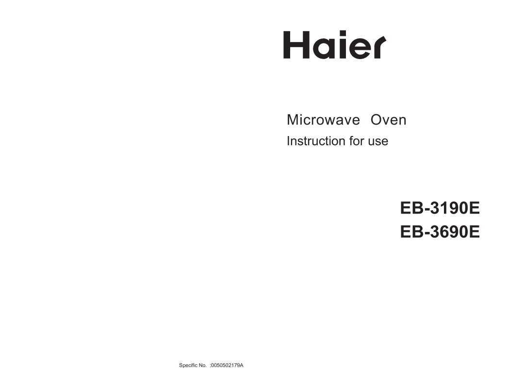 Haier manual EB-3190E EB-3690E 