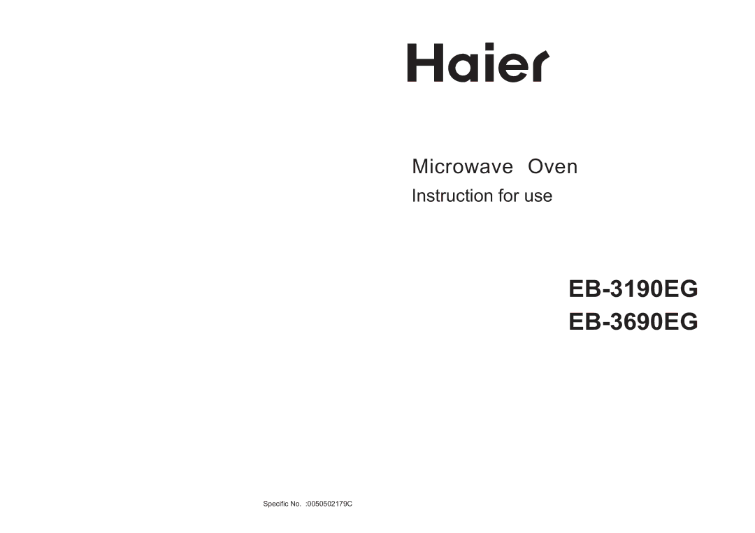 Haier manual EB-3190EG EB-3690EG 