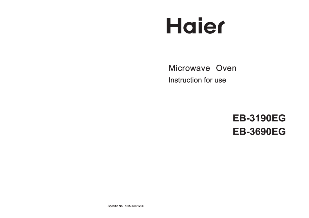 Haier manual EB-3190EG EB-3690EG, Microwave Oven, Instruction for use 