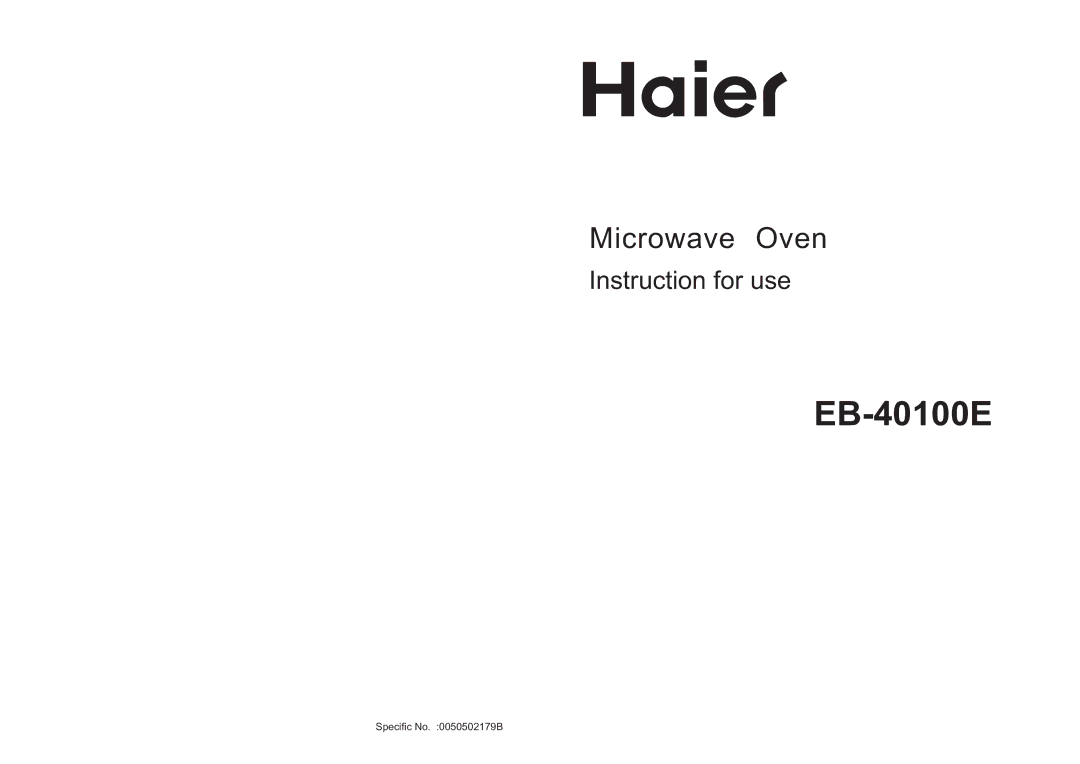 Haier EB-40100E manual 