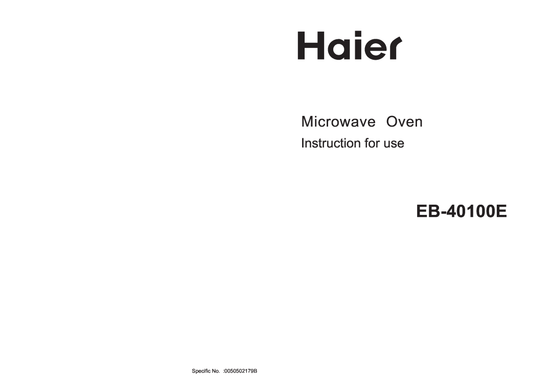 Haier EB-40100E manual Microwave Oven, Instruction for use 