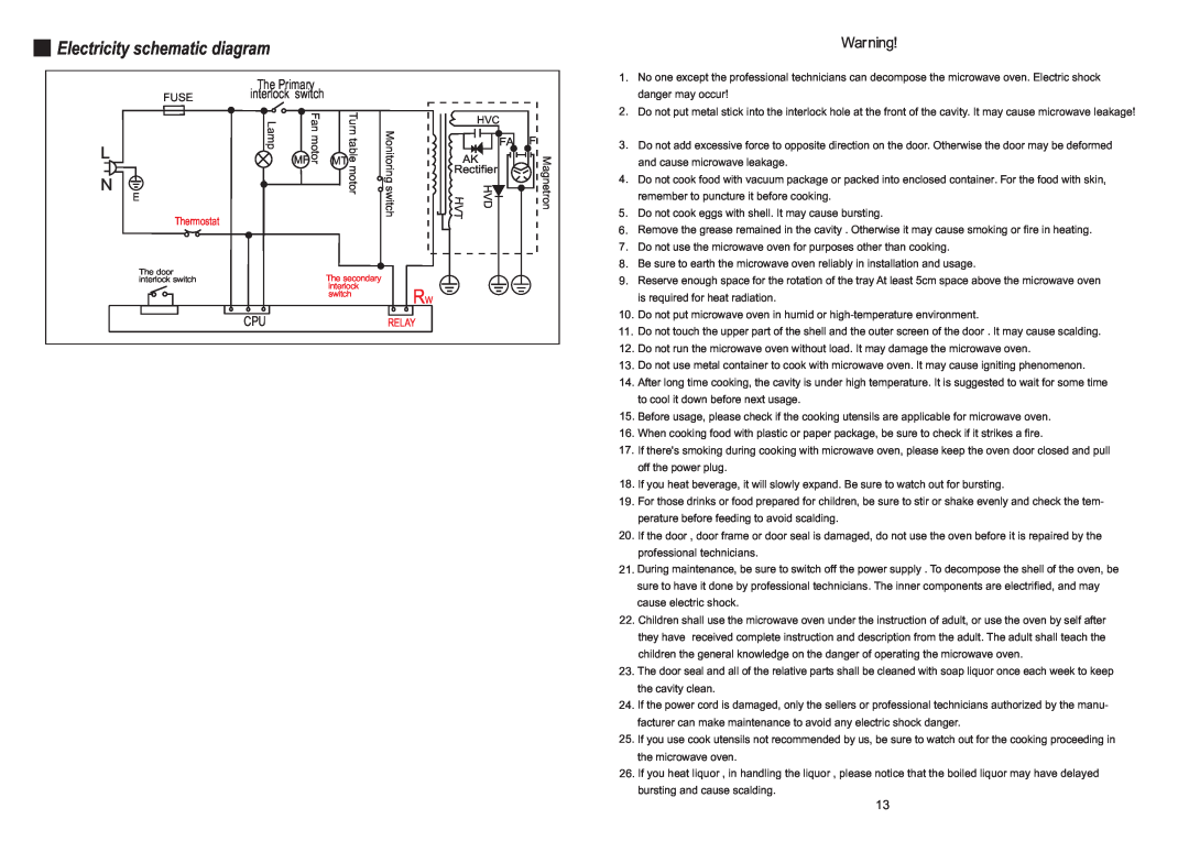 Haier EB-40100E manual The Primary, Thermostat, Relay, Electricity schematic diagram 