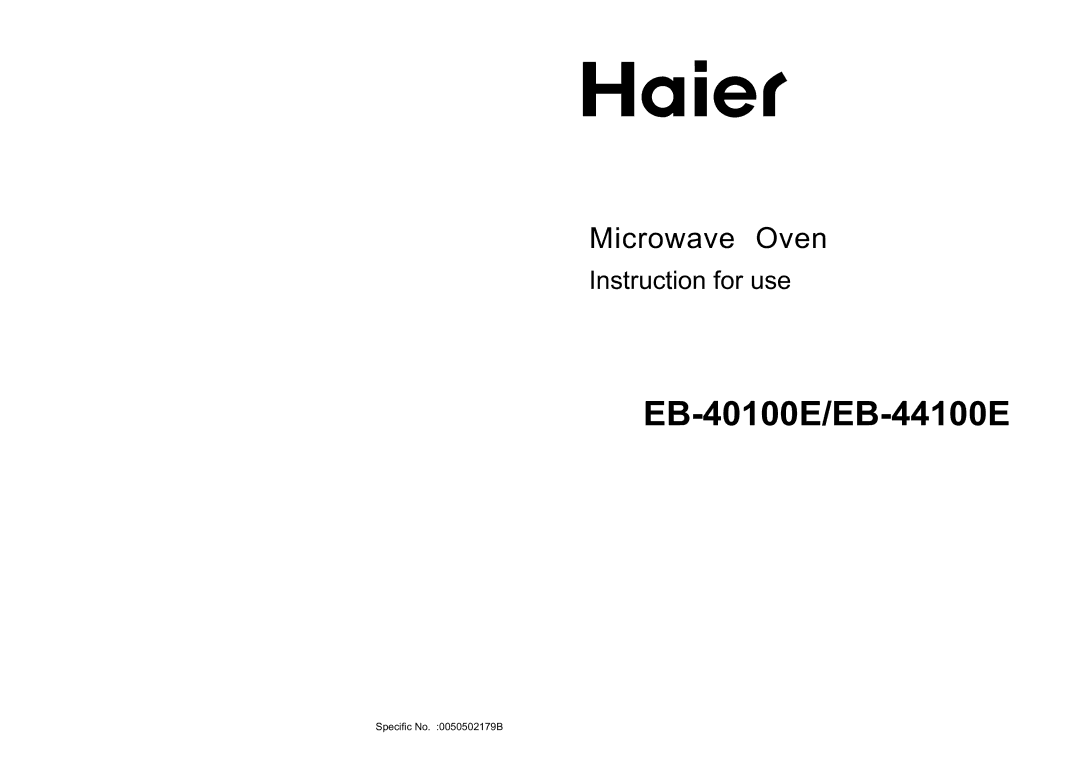 Haier manual EB-40100E/EB-44100E 