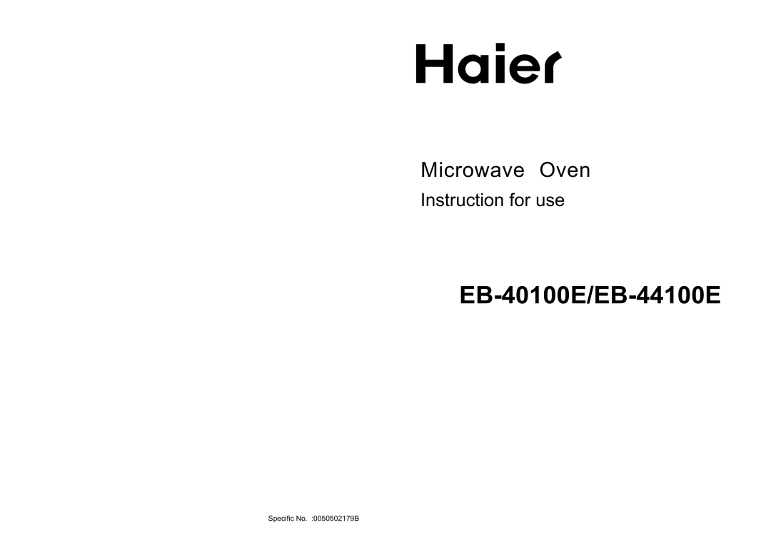 Haier manual EB-40100E/EB-44100E, Microwave Oven, Instruction for use 