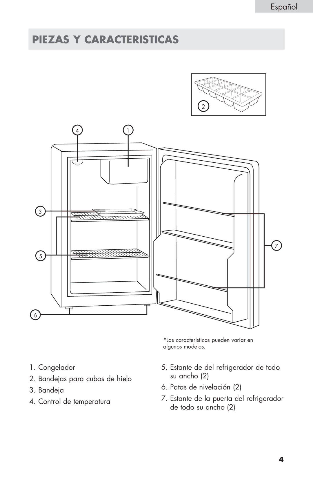 Haier ECR27B warranty Piezas y caracteristicas 