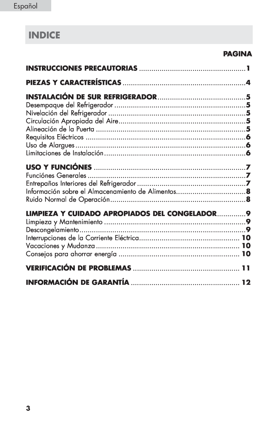 Haier ECR27B indice, Español, Pagina, Instalación de sur Refrigerador, Limpieza y Cuidado Apropiados del Congelador 