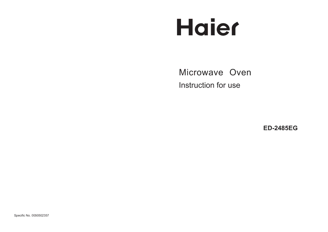 Haier ED-2485EG manual Microwave Oven 