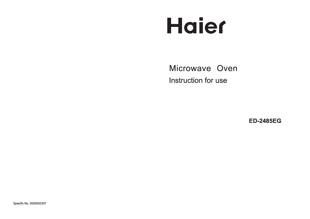 Haier ED-2485EG manual Microwave Oven, Instruction for use 