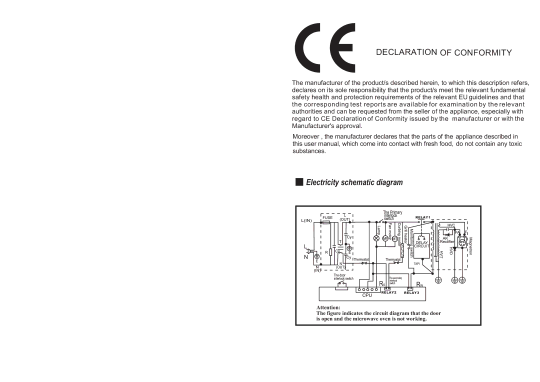 Haier EO-2080EGV owner manual Electricity schematic diagram 