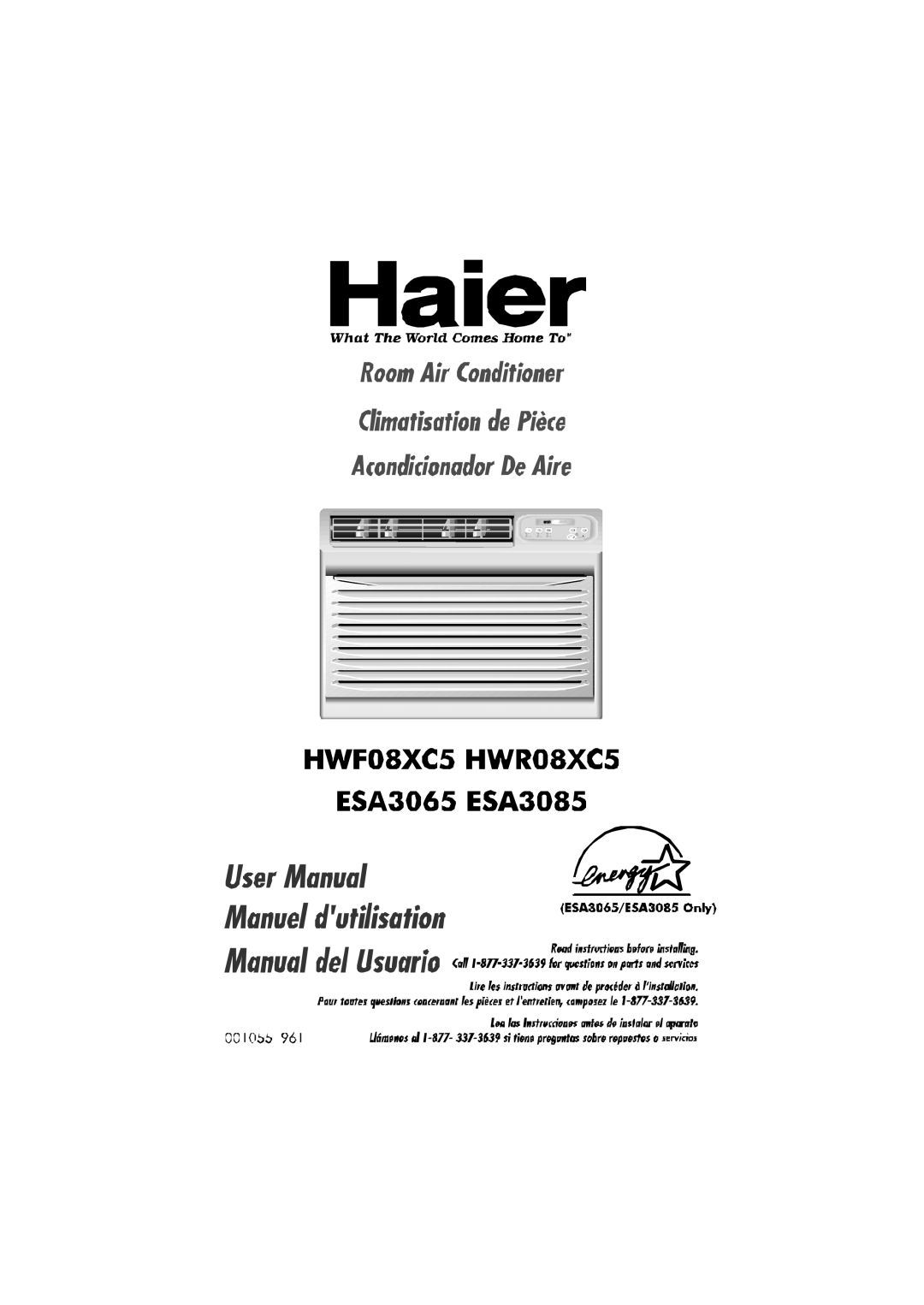 Haier HWF08XC5, ESA3085, HWR08XC5, ESA3065 manual 