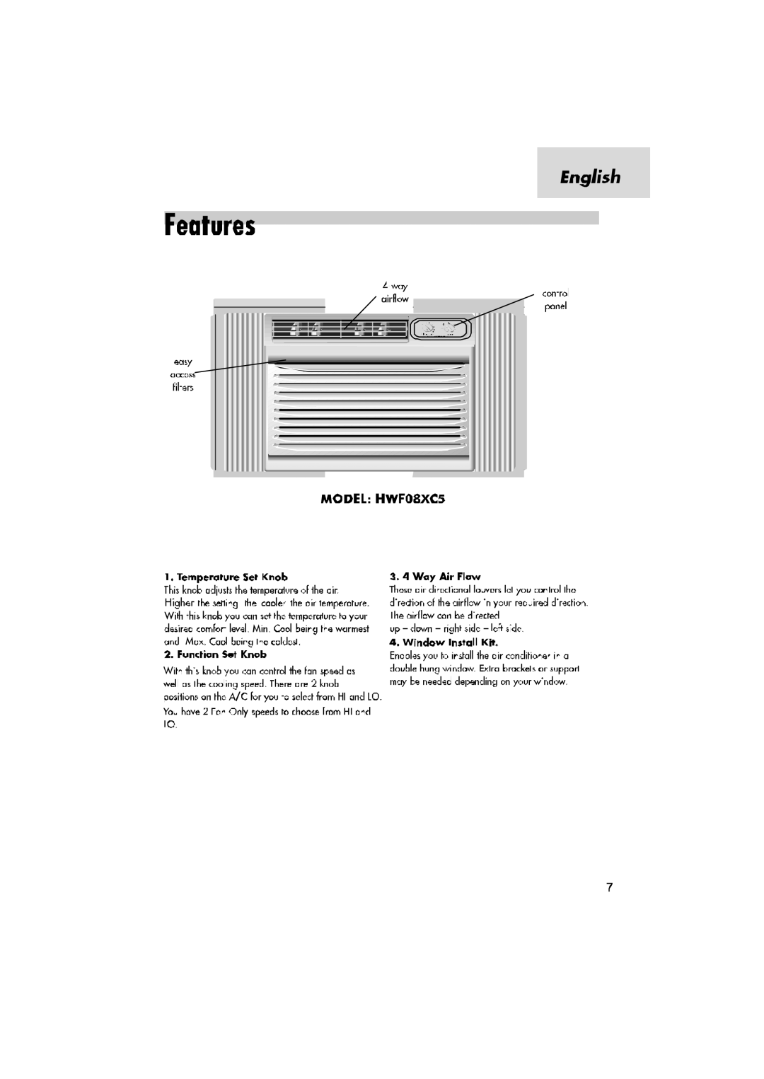 Haier ESA3085, HWF08XC5, HWR08XC5, ESA3065 manual 