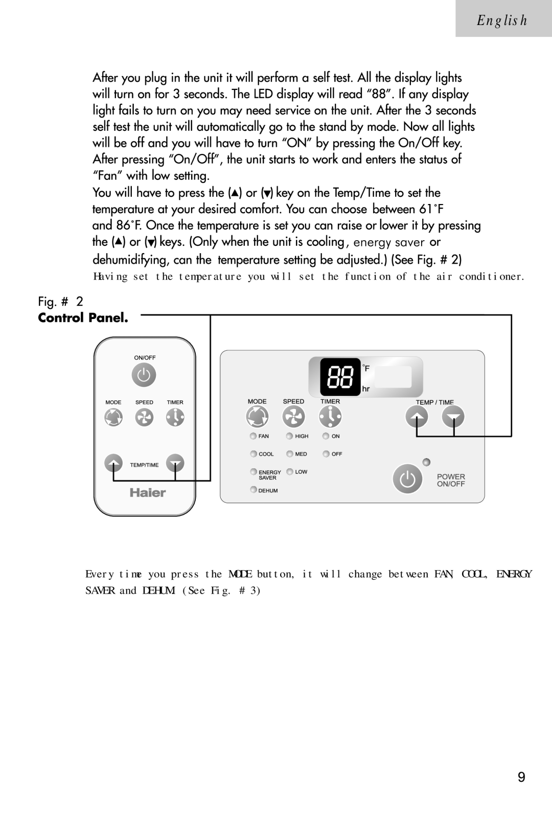 Haier ESA3105 manual English 