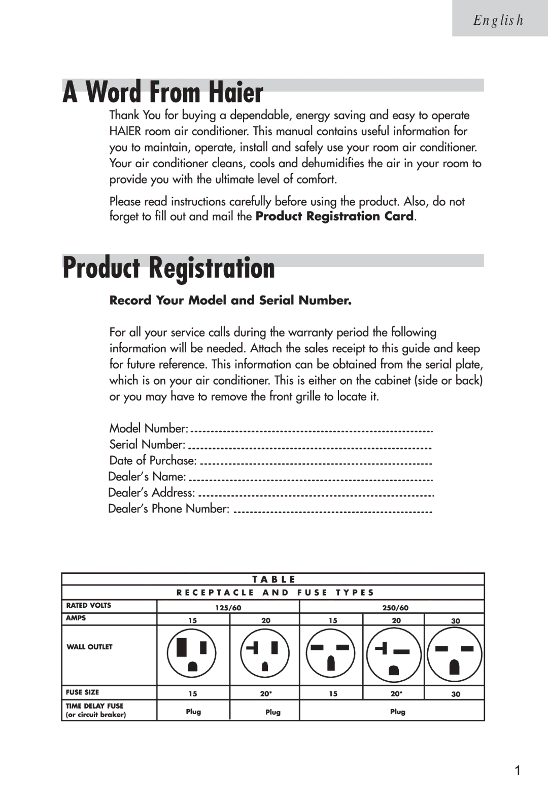 Haier ESA3105 manual English 