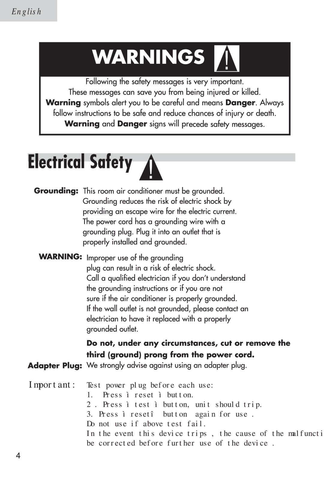 Haier ESA3125, HWR10XC5, HWR12XC5, ESA3105 manual English 