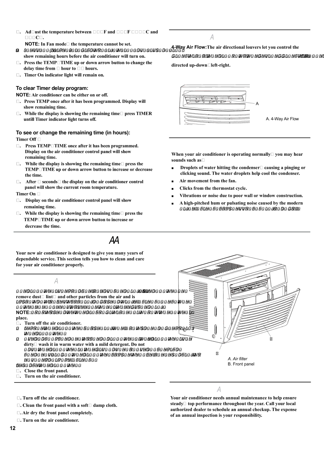 Haier ESA405K manual Airconditionercare 