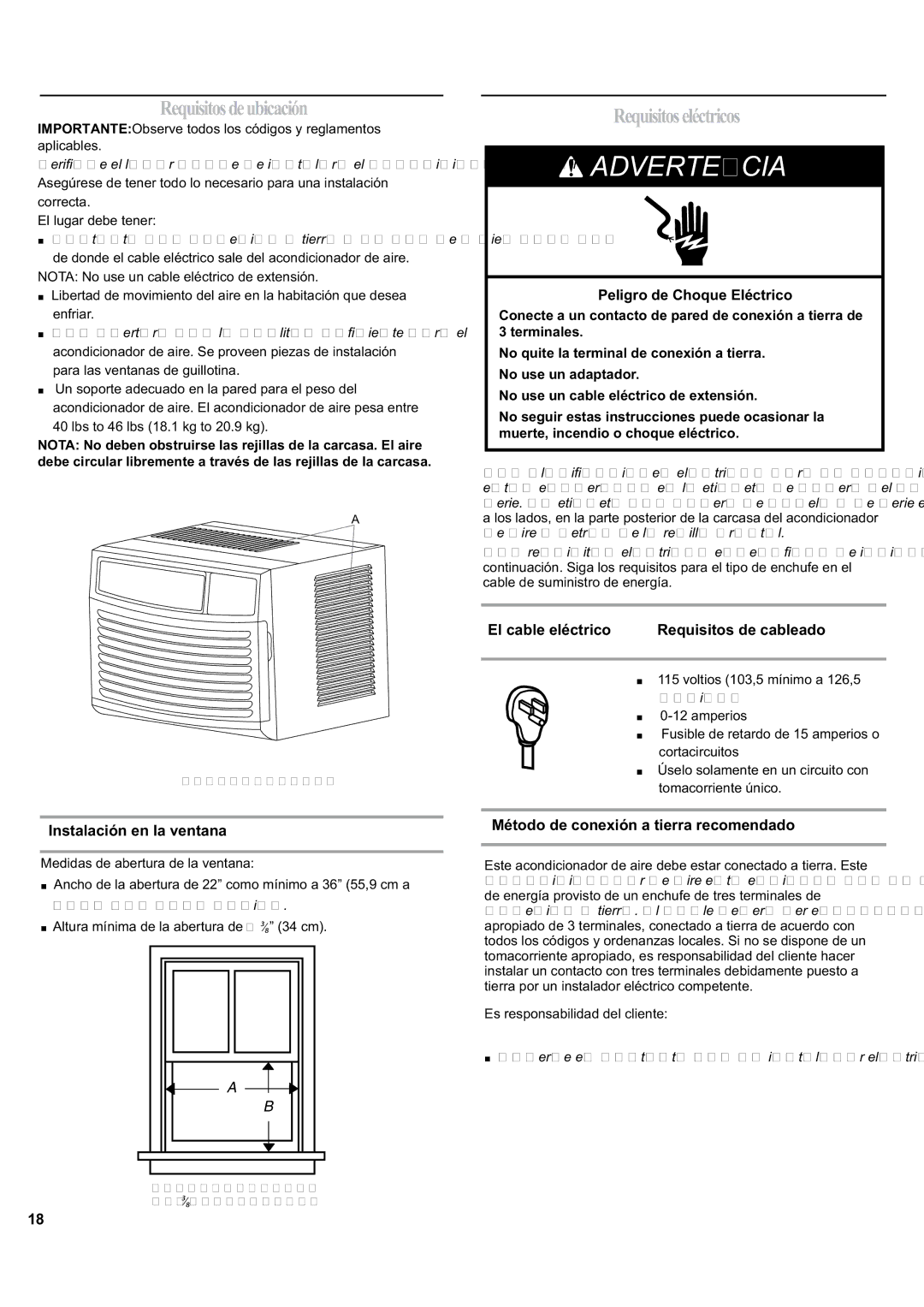 Haier ESA405K manual Requisitosdeubicación, Requisitoseléctricos 