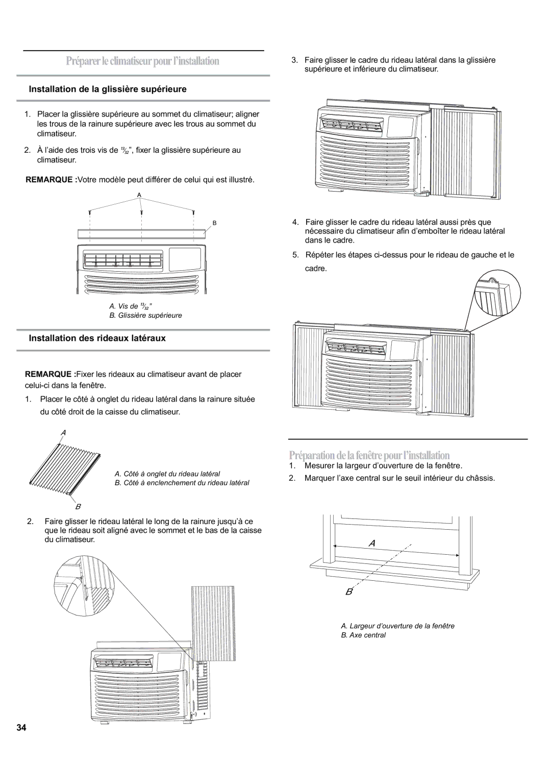 Haier ESA405K manual Préparerleclimatiseurpourl’installation, Préparationdelafenêtrepourl’installation 