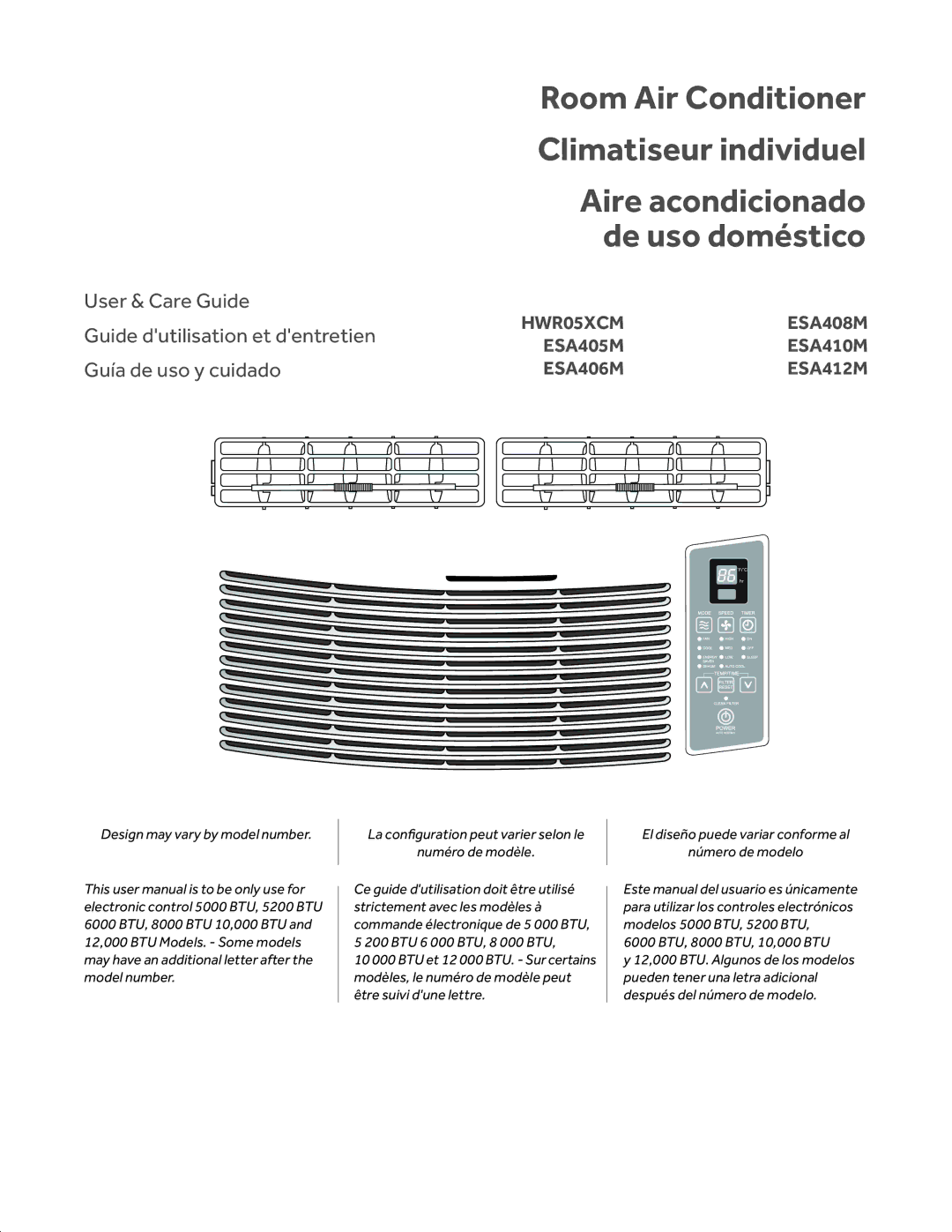 Haier ESA412M, ESA410M, ESA408M, ESA405M, ESA406M, HWR05XCM user manual 