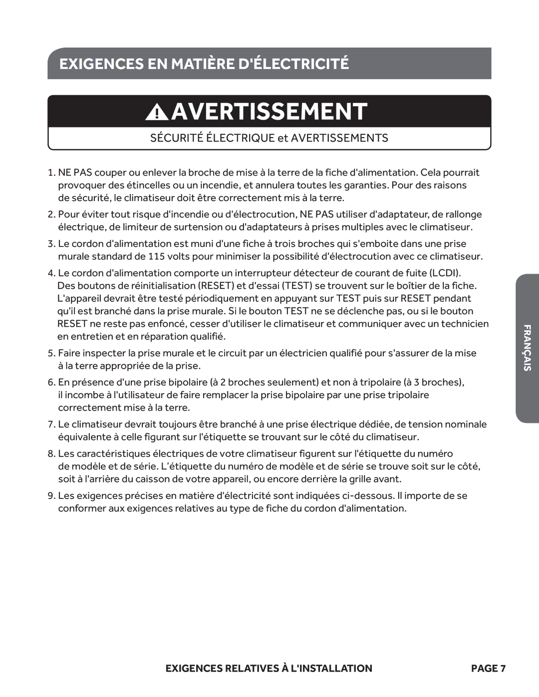 Haier HWR05XCM, ESA410M, ESA408M, ESA412M, ESA405M Exigences EN Matière Délectricité, Sécurité Électrique et Avertissements 