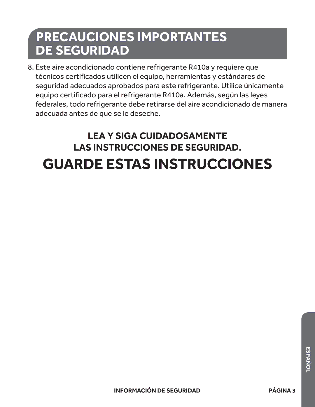 Haier ESA405M, ESA410M, ESA408M, ESA412M, ESA406M, HWR05XCM user manual Guarde Estas Instrucciones 