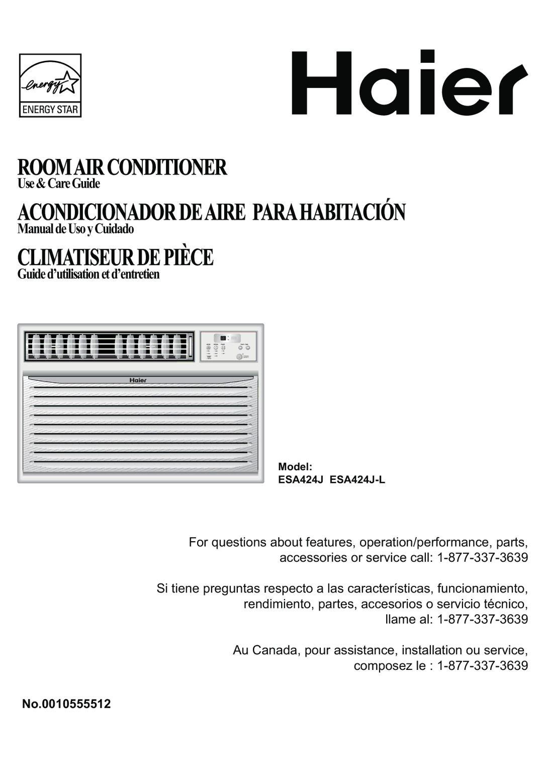 Haier ESA424J-L manual Climatiseurdepièce 