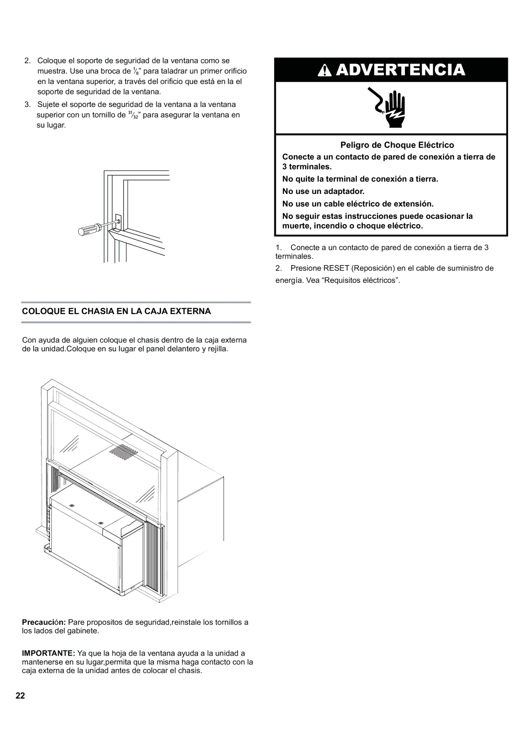 Haier ESA424J-L manual Coloque EL Chasia EN LA Caja Externa 