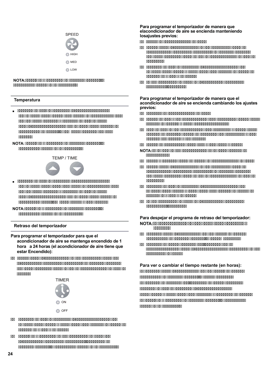 Haier ESA424J-L manual Temperatura, Para despejar el programa de retraso del temporizador 