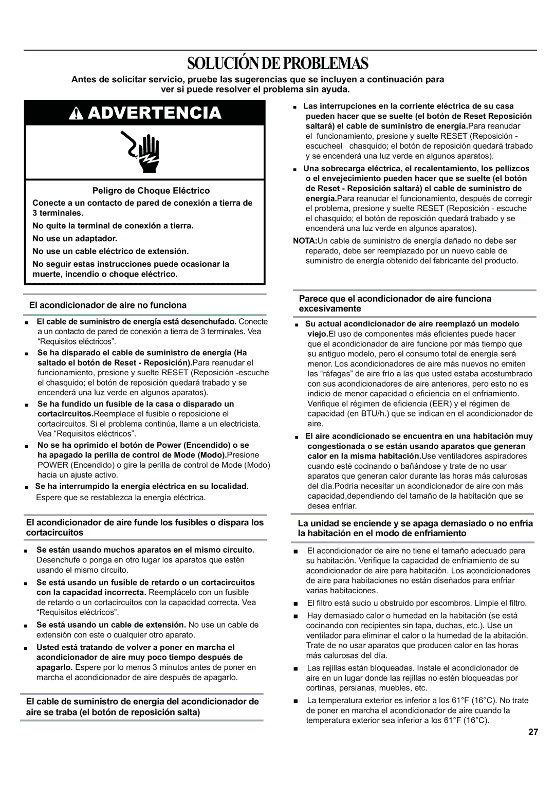 Haier ESA424J-L manual Solucióndeproblemas, El acondicionador de aire no funciona 