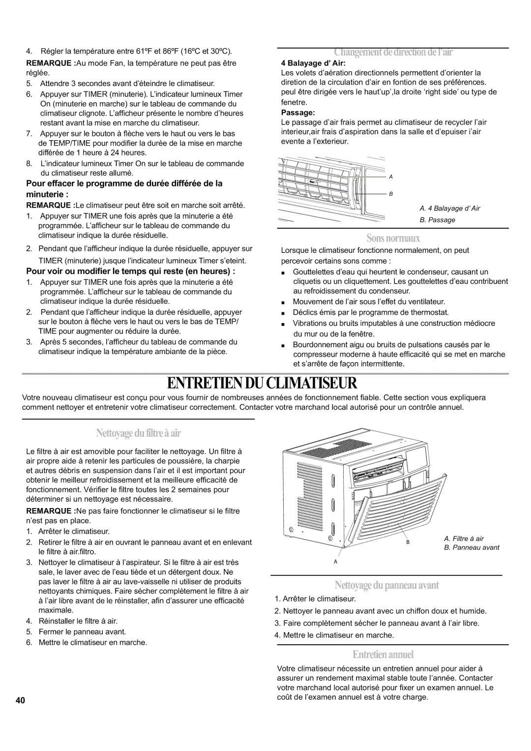 Haier ESA424J-L manual Entretienduclimatiseur 