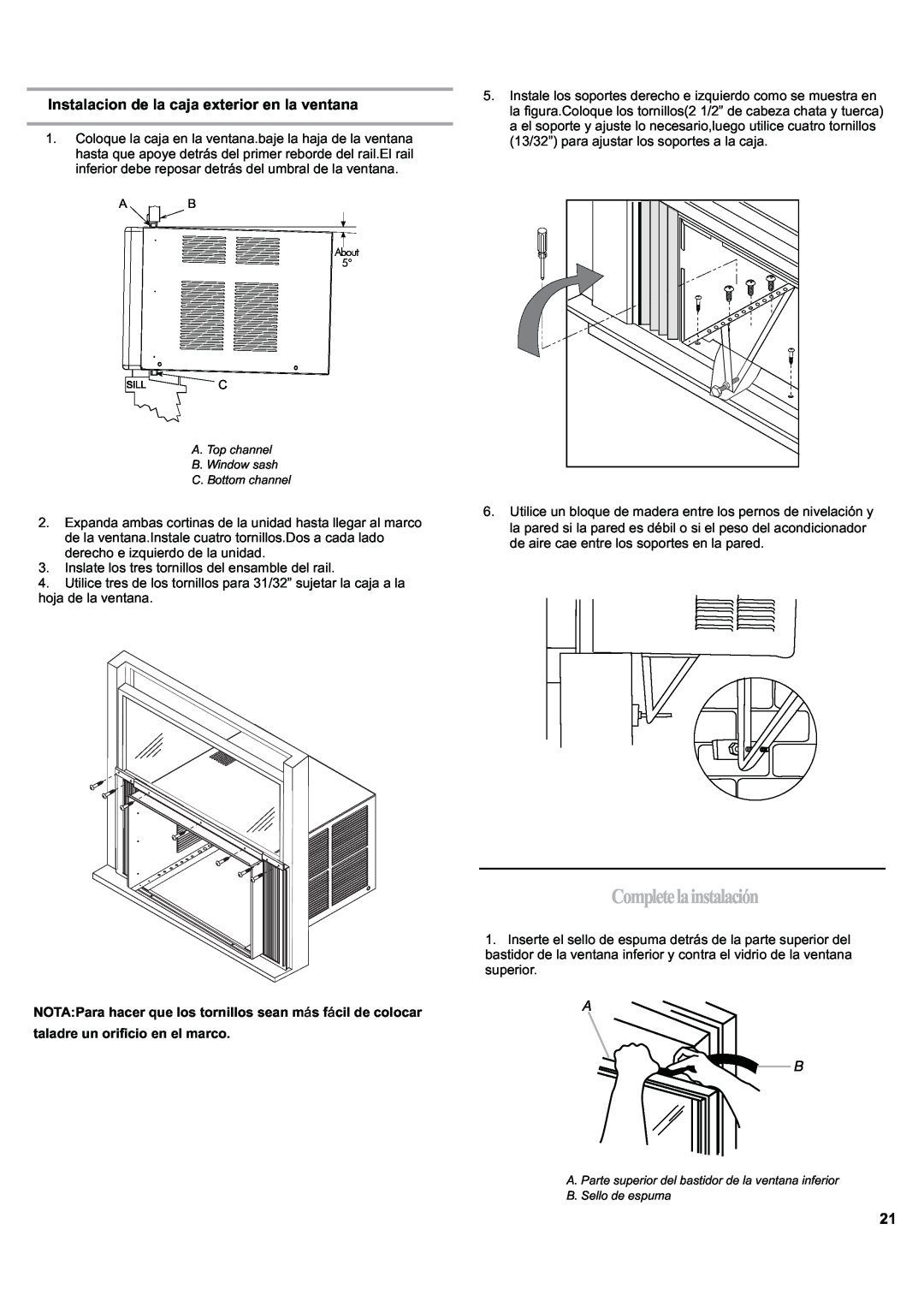 Haier ESA424J-L manual Completelainstalación, Instalacion de la caja exterior en la ventana 