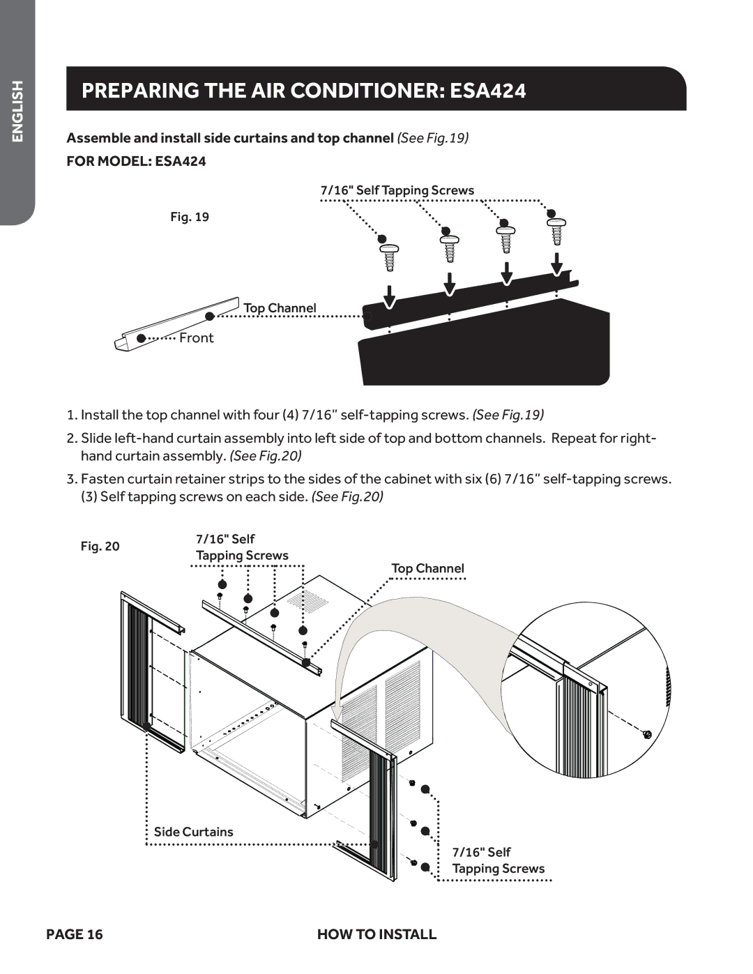 Haier ESA418M, ESA424K, ESA415M user manual Preparing the AIR Conditioner ESA424, For Model ESA424 