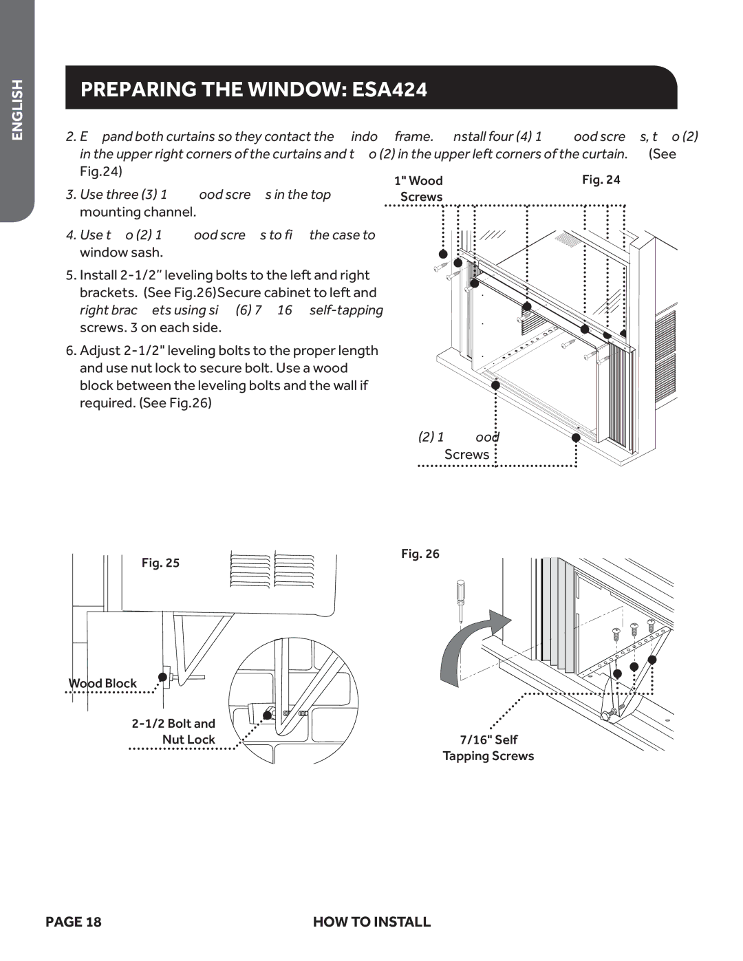 Haier ESA424K, ESA418M, ESA415M user manual Preparing the Window ESA424 