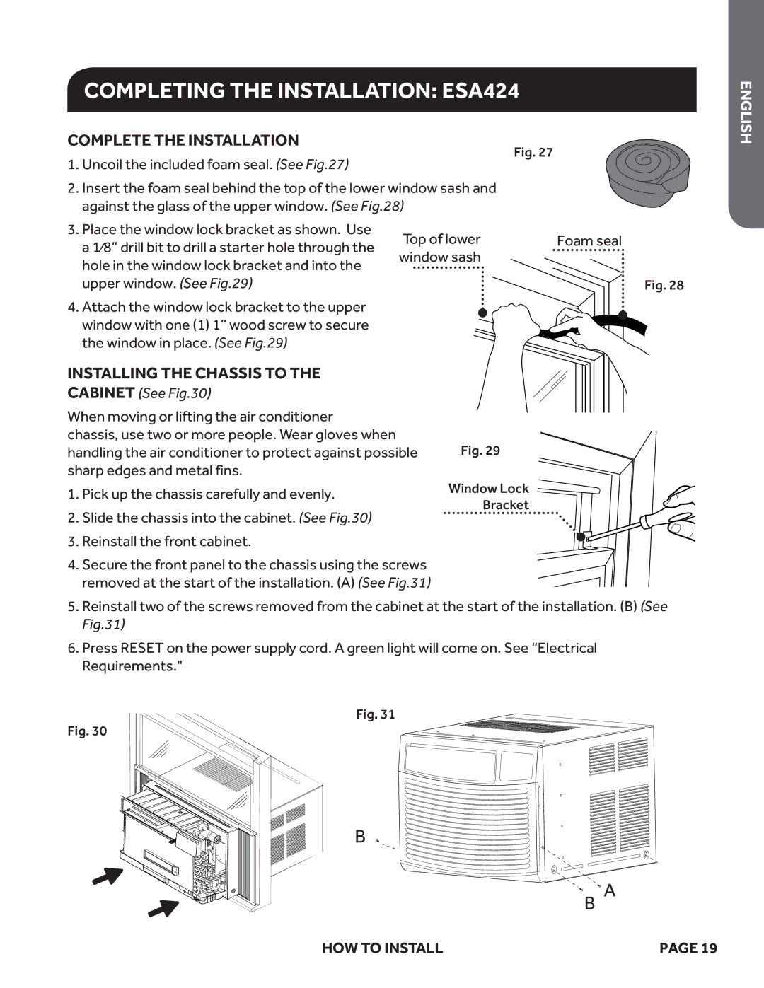 Haier ESA418M, ESA424K, ESA415M user manual Completing the Installation ESA424, Installing the Chassis to 