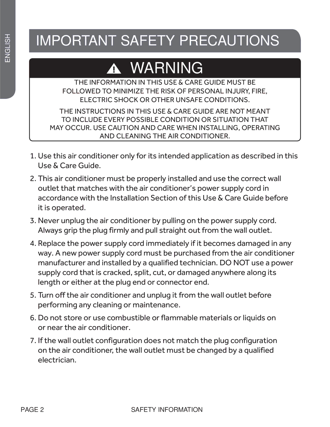 Haier ESA415M, ESA424K, ESA418M user manual Important Safety Precautions 