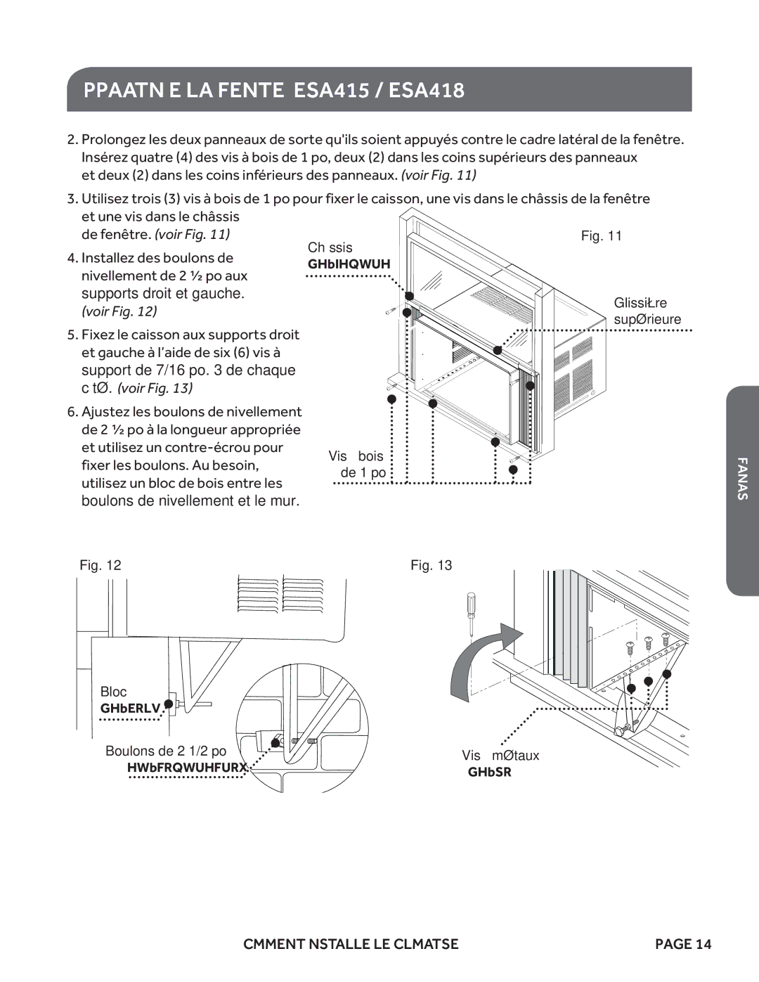 Haier ESA415M, ESA424K, ESA418M user manual Préparation DE LA Fenêtre ESA415 / ESA418, Voir Fig 