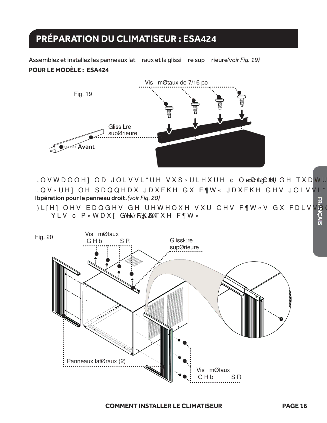 Haier ESA418M, ESA424K, ESA415M user manual Préparation DU Climatiseur ESA424, Pour LE Modèle ESA424 