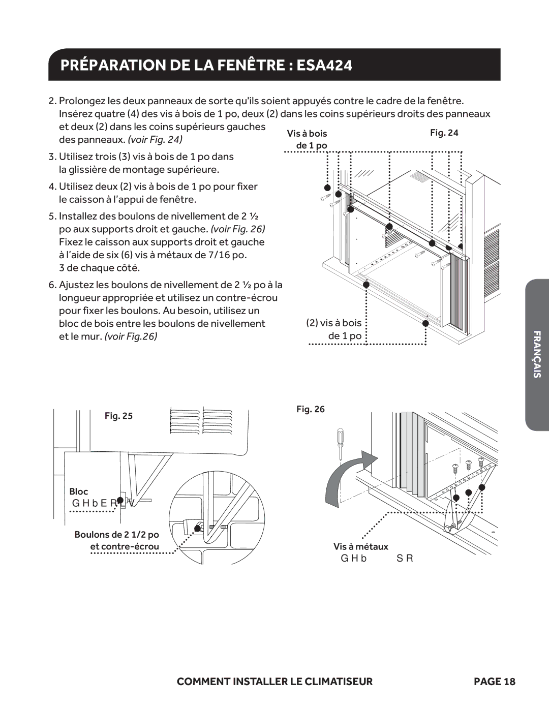 Haier ESA424K, ESA418M, ESA415M user manual Préparation DE LA Fenêtre ESA424 