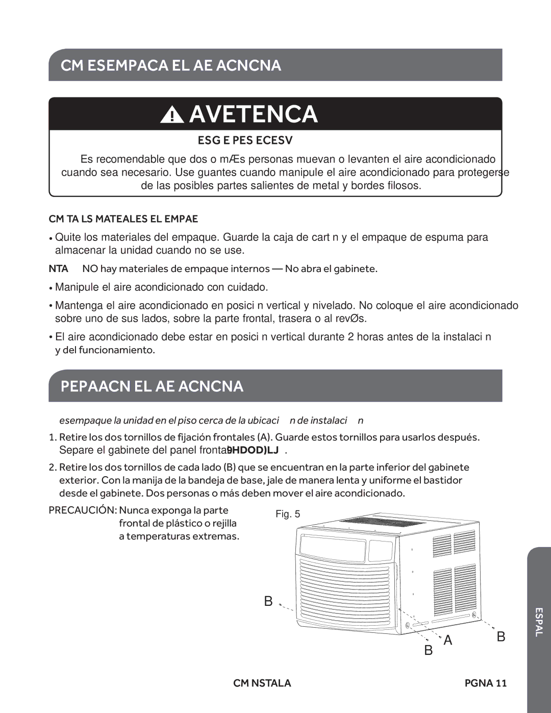 Haier ESA415M, ESA424K, ESA418M Cómo Desempacar EL Aire Acondicionado, Preparación DEL Aire Acondicionado, Cómo Instalar 