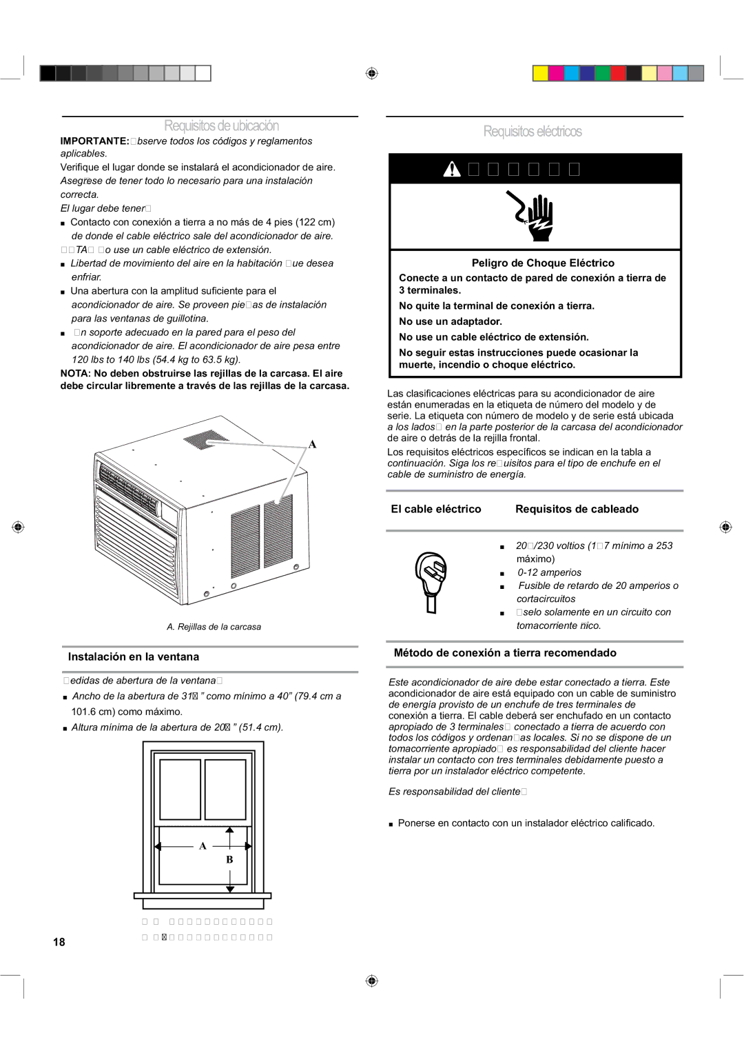 Haier ESA424K-L manual Requisitosdeubicación, Requisitoseléctricos, Instalación en la ventana 