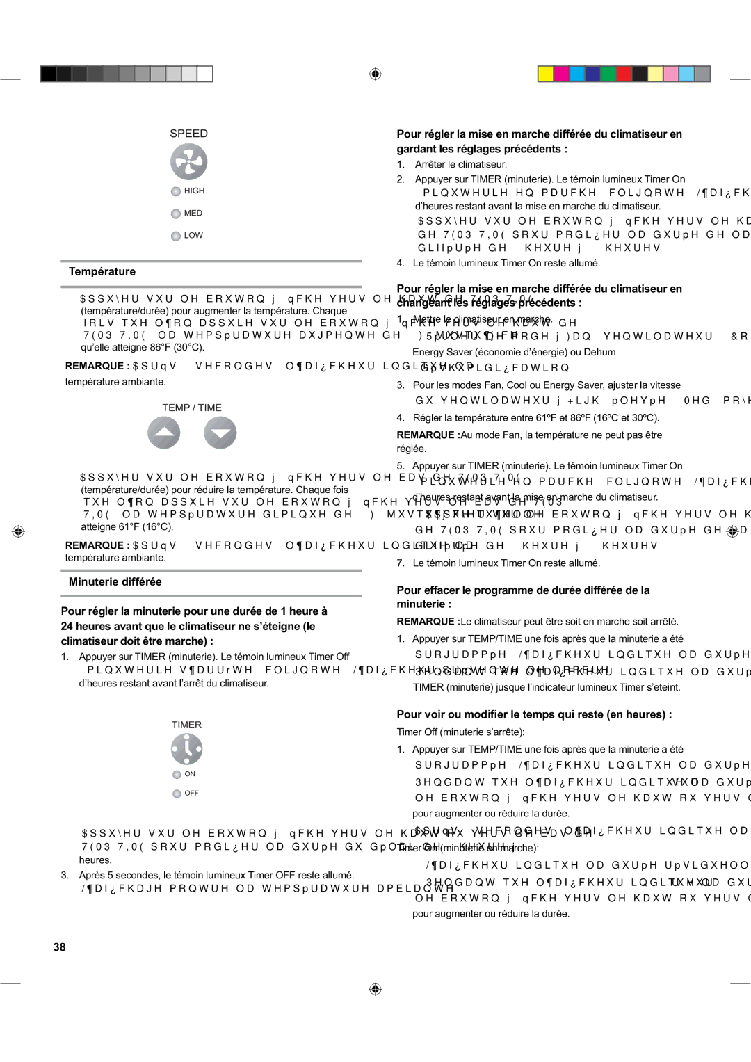 Haier ESA424K-L manual Température, Pour effacer le programme de durée différée de la minuterie 