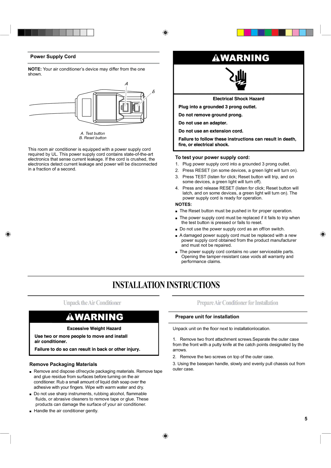 Haier ESA424K-L manual Installationinstructions, UnpacktheAirConditioner, PrepareAirConditionerforInstallation 