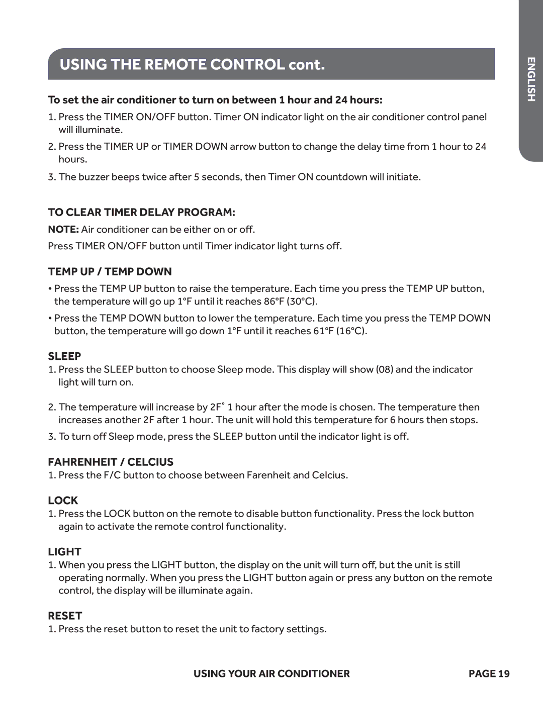 Haier ESAQ406P, ESAQ408P user manual Using the Remote Control 