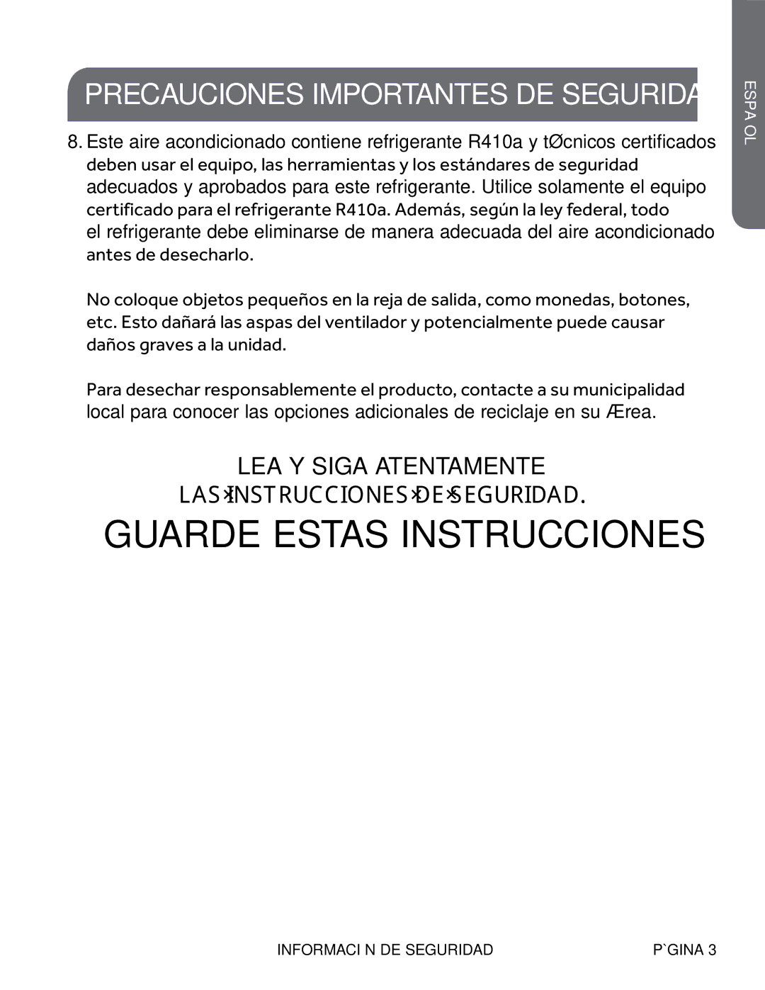 Haier ESAQ406P, ESAQ408P user manual Guarde Estas Instrucciones 