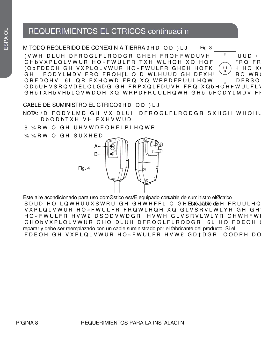 Haier ESAQ408P, ESAQ406P user manual Requerimientos Eléctricos continuación, Método Requerido DE Conexión a Tierra Vea la 